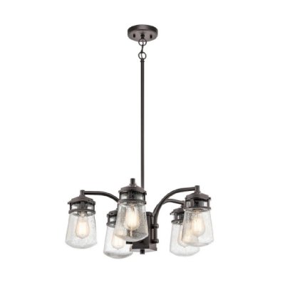 KICHLER Suspension ext&eacute;rieure Lyndon, bronze, verre, 5 &eacute;clairages