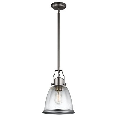 ELSTEAD LIGHTING Suspension Hobson, medium, nickel satin&eacute;, verre tachet&eacute;