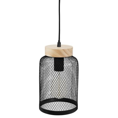 ATMOSPHERA Suspension M&eacute;tal Bois Noir Zely  cr&eacute;ateur d'int&eacute;rieur - Noir