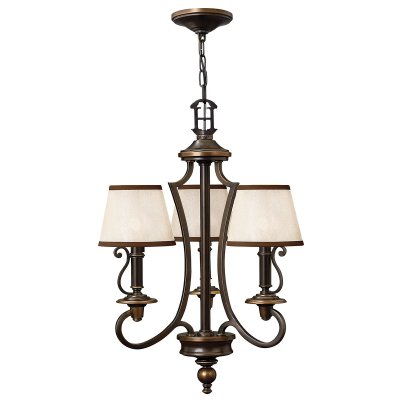 HINKLEY Suspension Plymouth, bronze vieilli, 3 ampoules, avec abat-jour