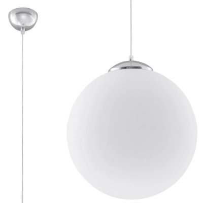 SOLLUX LIGHTING Suspension UGO verre/acier blanc/chrome Largeur 30 Cm