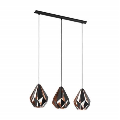 EGLO Suspension Vintage carlton 1 l: 80,5cm dimmable en noir, cuivre
