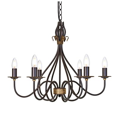 ELSTEAD Suspension Windemere, rouille / or, 6 ampoules