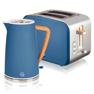 SWAN  Set petit-d&eacute;jeuner Bouilloire sans fil 1,7 L grille-pain 2 Nordic Bleu  STP2090
