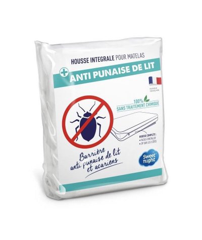 SWEET NIGHT  Housse compl&egrave;te pour matelas Anti-acariens Anti punaise de lit - 70 x 140 cm - Blanc