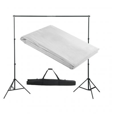 VIDAXL Syst&egrave;me de support de toile de fond 300 x 300 cm Blanc