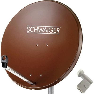 SCHWAIGER Syst&egrave;me SAT Parabole 80 cm + Quad LNB  rouge brique 