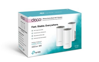TP LINK Syst&egrave;me WiFi Mesh 1,2 Gigabit + 2 ports Fast Ethernet x 3 TP-Link Deco E4 Blanc 