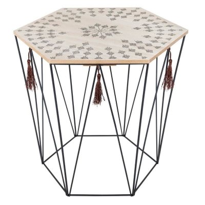 Table &agrave; caf&eacute; octogonale en m&eacute;tal ""etnik"" 40cm noir