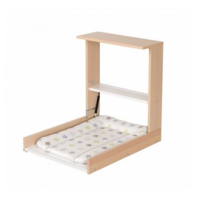 Table &agrave; langer murale en bois blanc wicki matelas &agrave; langer souple &agrave; po