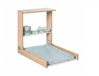GEUTHER Table a langer murale WICKI + Matelas Couleur Naturel Motifs Party Animal Vert