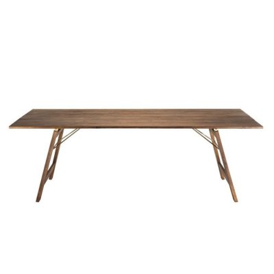 MACABANE Table &agrave; manger rectangulaire pliante - Acacia - 220 x 90 cm