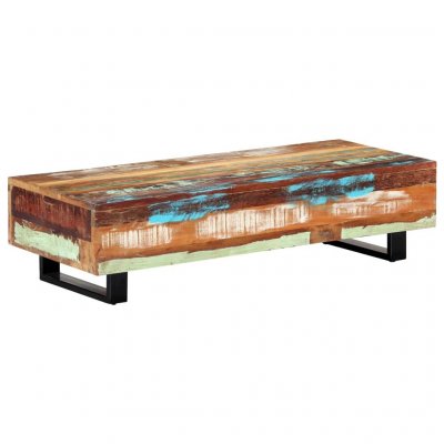 Table basse 120x50x30 cm Bois de r&eacute;cup&eacute;ration solide et acier