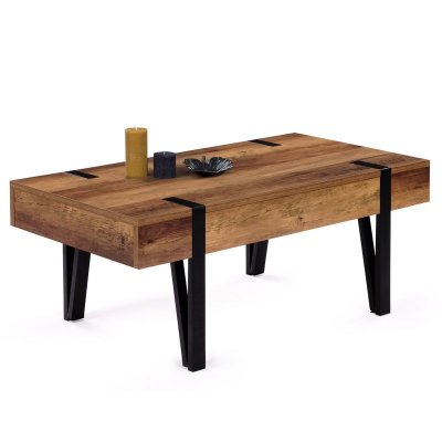 Table basse austria 1 tiroir bois pied &eacute;pingle - Multicolore