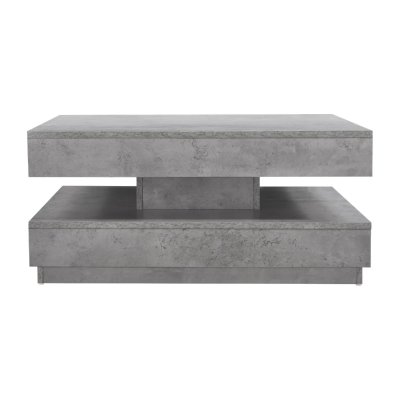 Table basse avec plateau tournant 76 x 76 cm bois gris b&eacute;ton - Bois