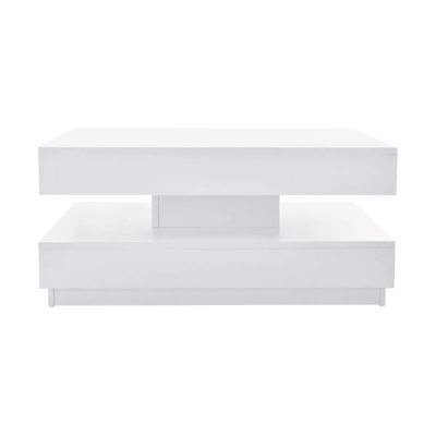 Table basse avec plateau tournant panneau de fibre de bois 76 x 76 cm blanc