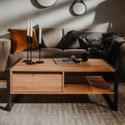 Table Basse avec Tiroir L100 cm - D&eacute;cor Bois Clair