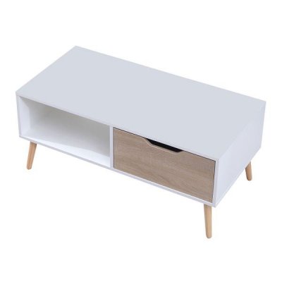 Table basse avec tiroir style scandinave blanche freja - white