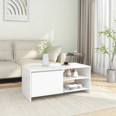 Table basse Blanc 102x50x45 cm Bois d'ing&eacute;nierie Vidaxl Blanc