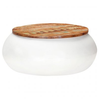 Table basse blanc 68x68x30 cm bois de r&eacute;cup&eacute;ration solide