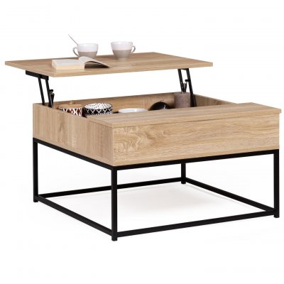 Table basse carr&eacute;e plateau relevable detroit design industriel