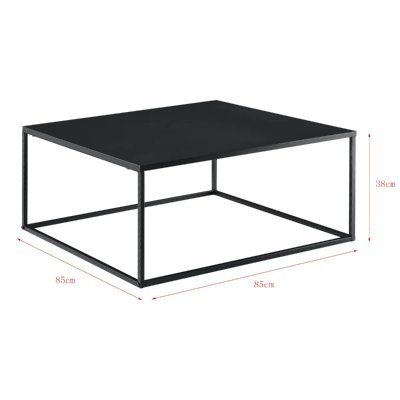 Table basse carr&eacute;e salon en m&eacute;tal 85 x 85 cm noir mat 03_0006133