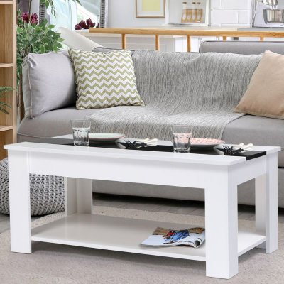 Table basse contemporaine GEORGIA bois blanc et noir - Noir