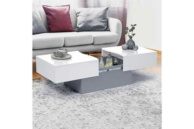 Table basse coulissante MARTA bois gris et plateau blanc - Multicolore