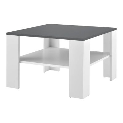 Table Basse De Salon Aachen 60 x 60 x 40 cm Blanc et Gris Fonc&eacute; [en.casa]