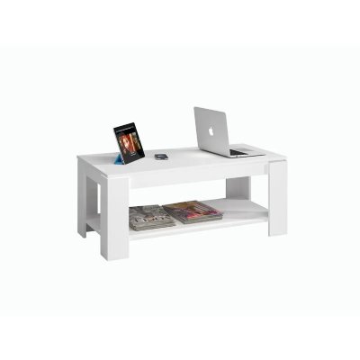 Table basse &eacute;l&eacute;vatrice avec bac Blanc 102x50x h43 cm