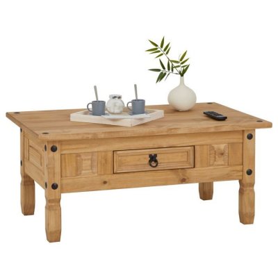 Table basse en pin SALSA style mexicain, avec 1 tiroir 