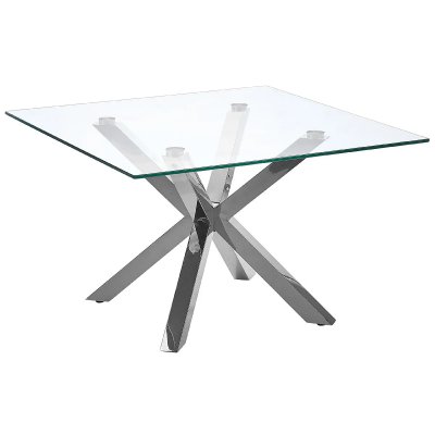 Table basse en verre avec pieds argent&eacute;s 70 x 70 cm STARLIGHT