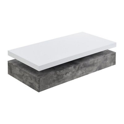 Table basse FELIX - 2 Tiroirs - MDF - Coloris : B&eacute;ton et blanc