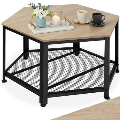 Table basse NORWICH Style Vintage 86,5x75x46,5cm effet Bois clair