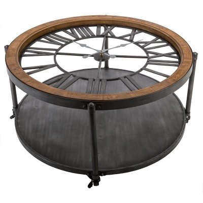 Table Basse Pendule M&eacute;tal Chrono