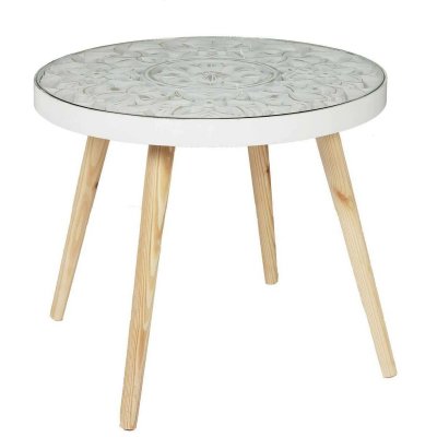 Table basse plateau arabesque 50 cm - Naturel
