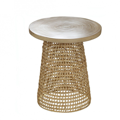 Table basse plateau bambou pied rotin - Cas&acirc;me 40 cm Bois Clair