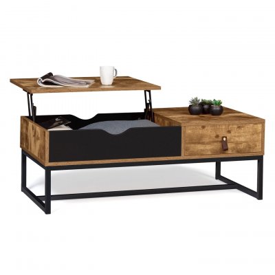 Table basse plateau relevable chicago 1 tiroir design industriel