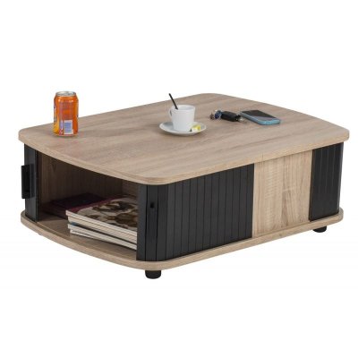 Table Basse Rectangle 80 cm Ch&ecirc;ne - Coloris: Noir 