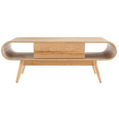 Table basse rectangulaire &agrave; rangements 1 tiroir scandinave bois clair L120 cm BALTIK