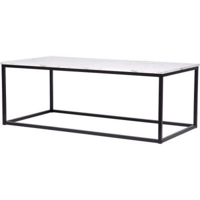 Table basse rectangulaire - decors marbre pietement metal noir - L 120 x l 60 x H 43 cm - MABLE