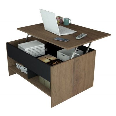 Table Basse Relevable 90 cm Ch&acirc;taignier Noir 
