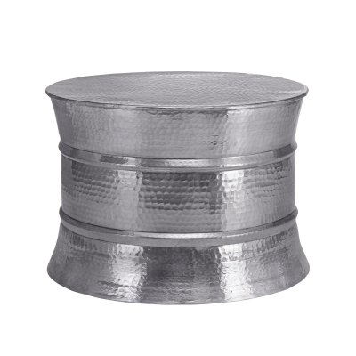 Table basse womo-design, &oslash; 62x33 cm, argent, en alliage d'aluminium martel&eacute; 390002004