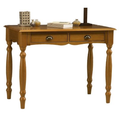 Table Bureau Pin Massif Miel 2 Tiroirs - marron