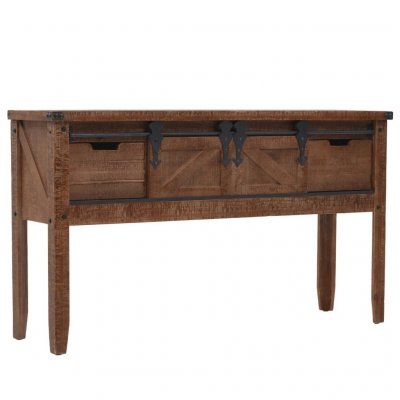 Table console bois massif de sapin 131 x 35,5 x 75 cm marron