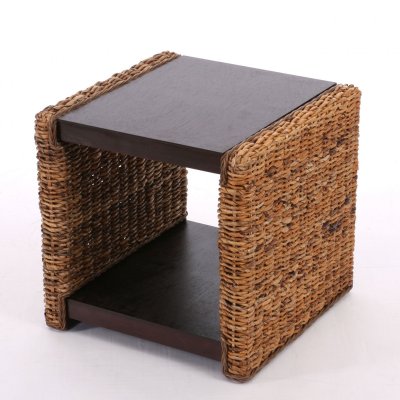 Table d'appoint chevet tabouret bout de canap&eacute; Lucca rotin kubu lianes de bananier.