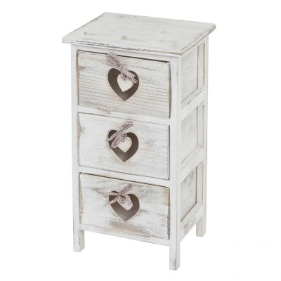 Table d'appoint Forli 3 tiroirs 55x29x25cm shabby vintage blanc