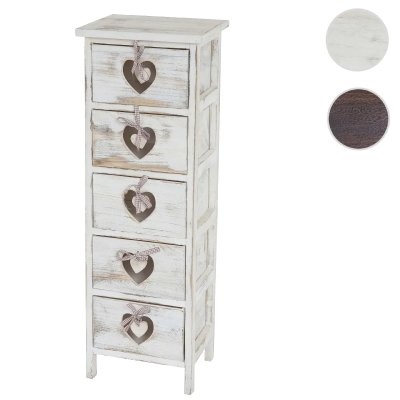 Table d'appoint Forli 5 tiroirs 86x29x25cm shabby vintage blanc