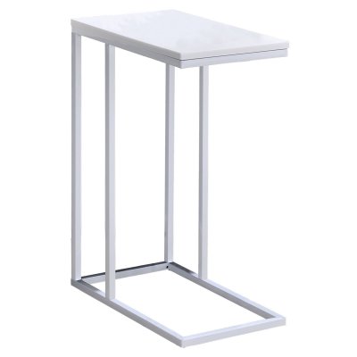 Table d'appoint rectangulaire DEBORA, en m&eacute;tal blanc et d&eacute;cor blanc mat