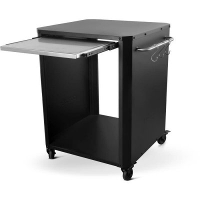  Table d'ext&eacute;rieur pour four &agrave; pizza - Planche &agrave; d&eacute;couper en acier inoxydable - Noir